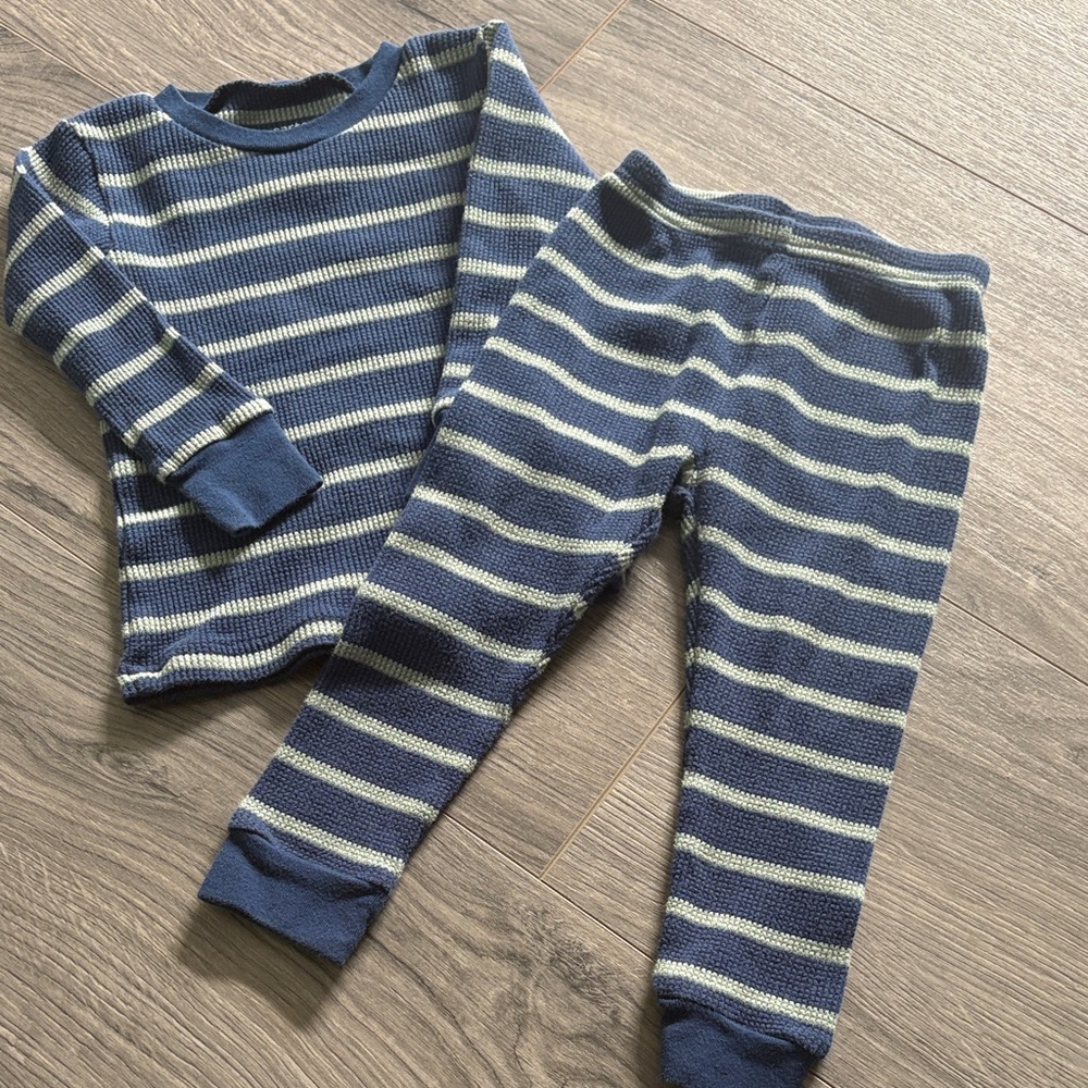 Striped Navy & Light Blue Kids Pajama Set
